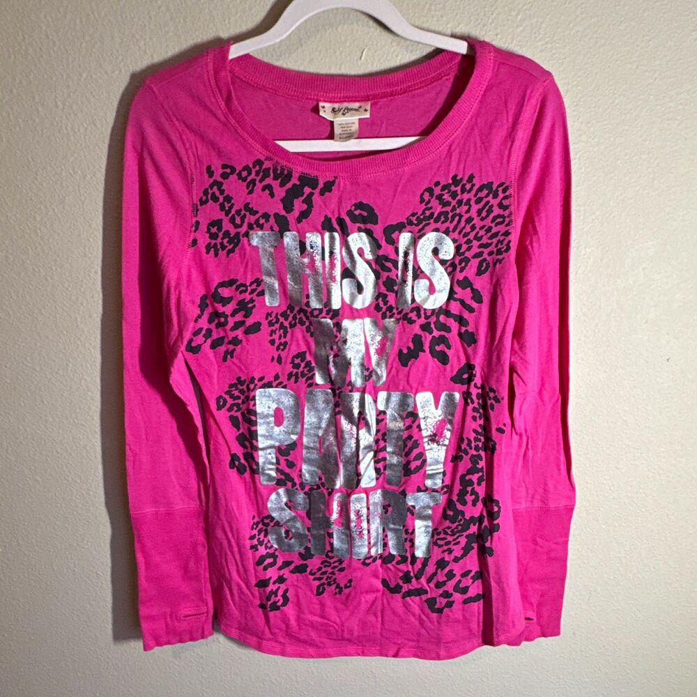 Self Esteem Women’s Pink Leopard Graphic Long Sleeve Scoop Neck T-Shirt XL